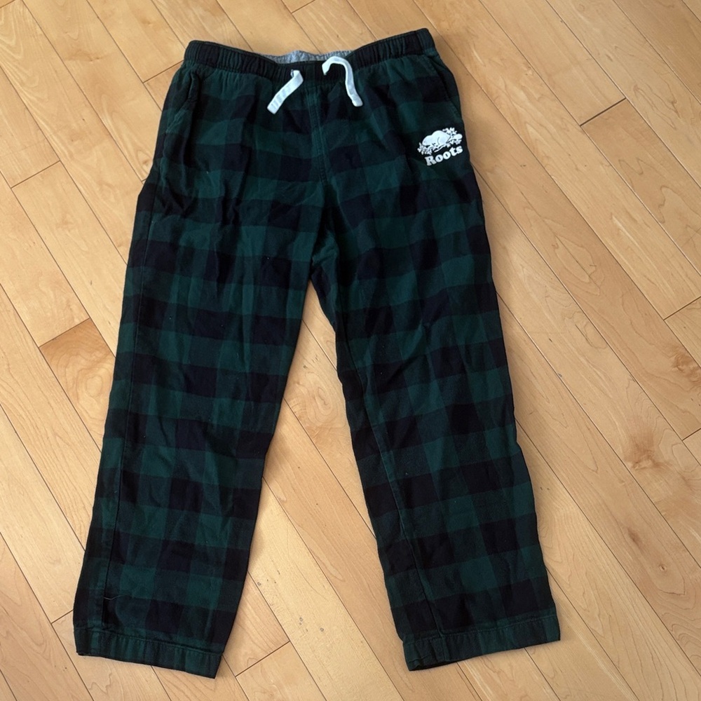 Roots Kids Plaid Pajama Bottoms - Green and Black